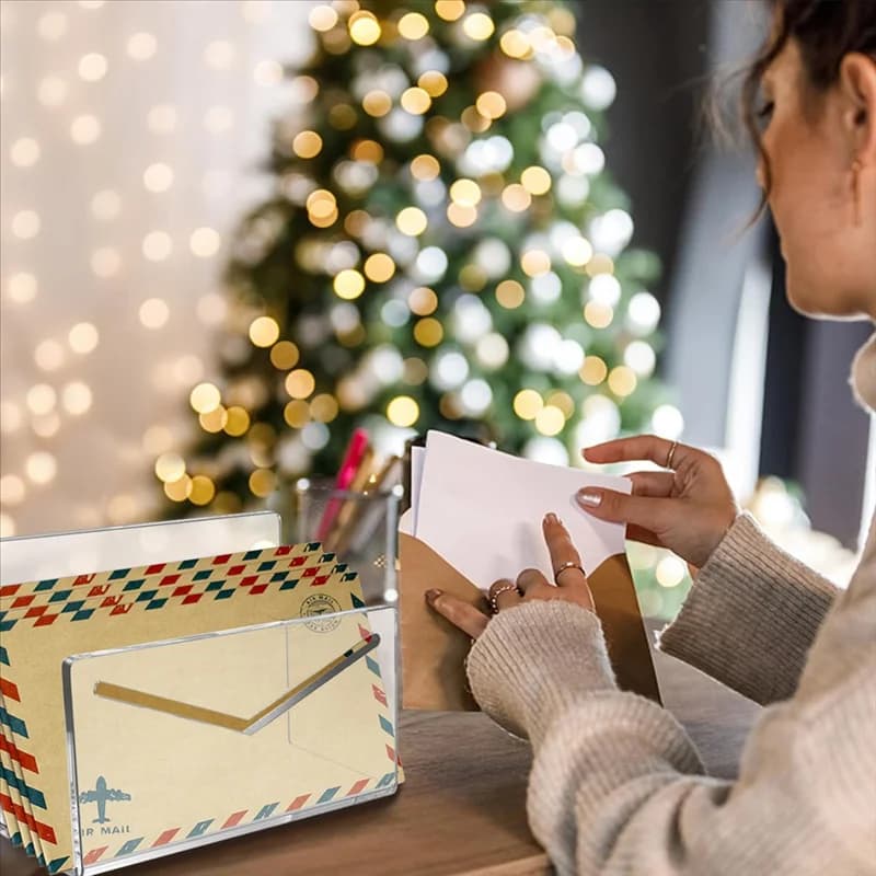 Organizzatore di posta trasparente 2 pezzi di file verticale in acrilico e porta lettere per buste leggere da scrivania e selezionatore di fatture
