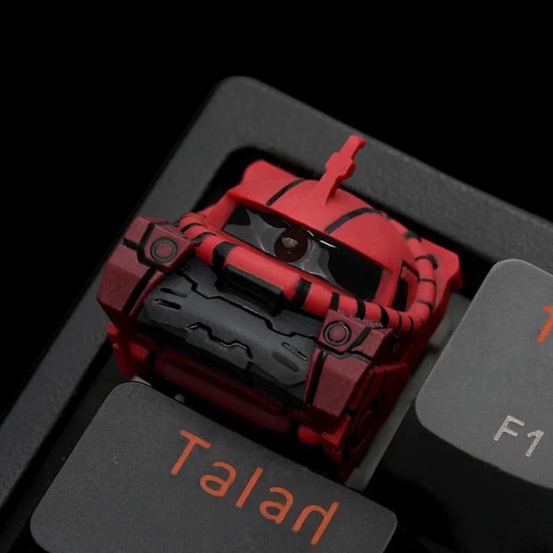 Gundam Zaku Resin Art Keycaps Anime Merchandise Translucent Custom Keycap for Mechanical Keyboard Anime Peripheral