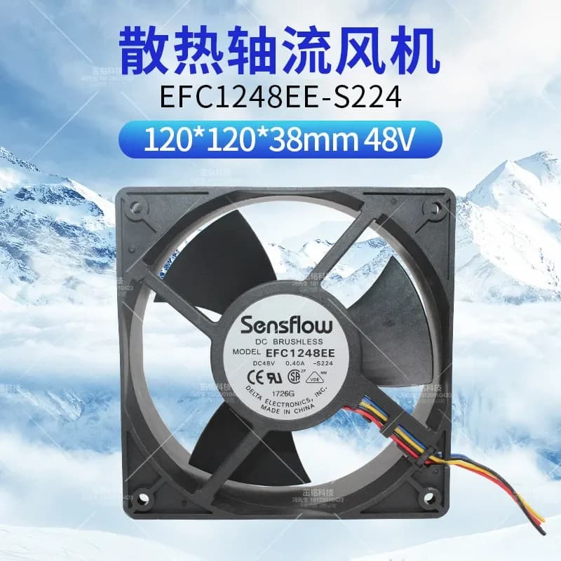 for EFC1248EE-S224 Delta 12038 DC48V 0.4A 4-wire PWM Double Ball Bearing Chassis Cooling Fan
