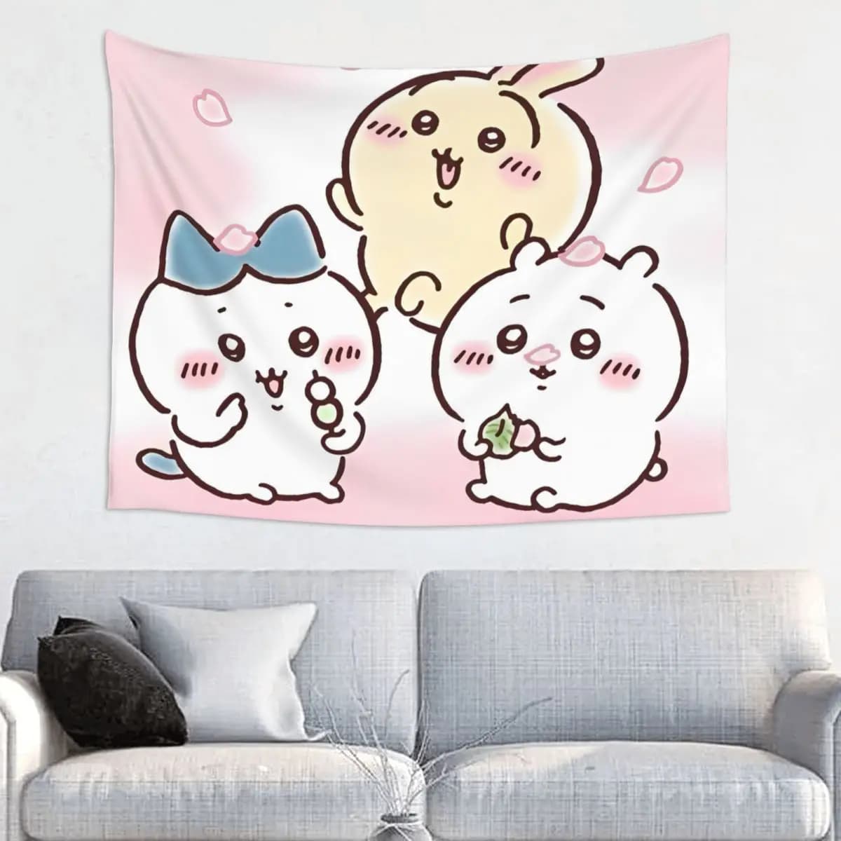Cute Cartoon Manga Chiikawas Tapestry Wall Hanging Hippie Polyester Tapestries Bohemian Wall Blanket Room Decor Yoga Mat
