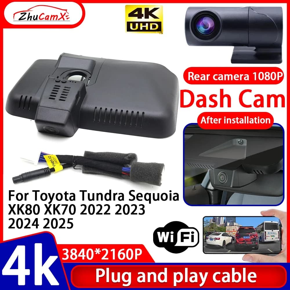 ZhuCamX Video Recorder Night Visio 4K Plug and Play DVR for car Dash Cam for Toyota Tundra Sequoia XK80 XK70 2022 2023 2024 2025