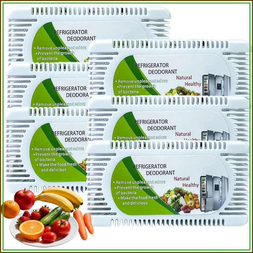 6 Pack Fridge Deodorizer, Activated Carbon Odor Absorber for Refrigerator, Freezer, Closet, Trash Can - Reusable