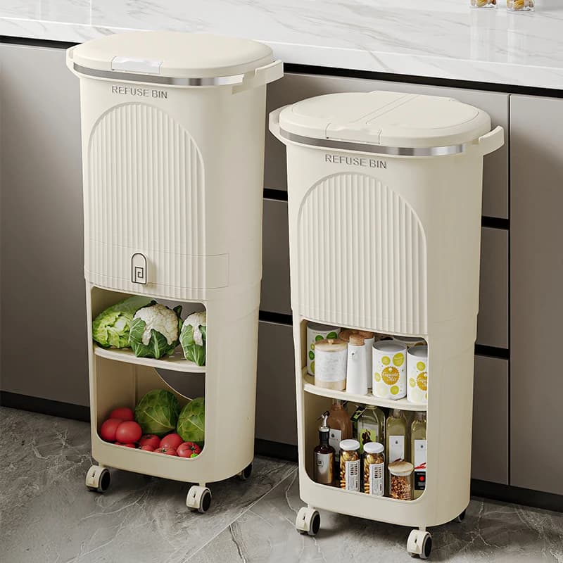 Pattumiera cucina domestica separare a secco e ad umido secchio portaoggetti scaffale alto con coperchio contenitore integrato senza piegatura multistrato