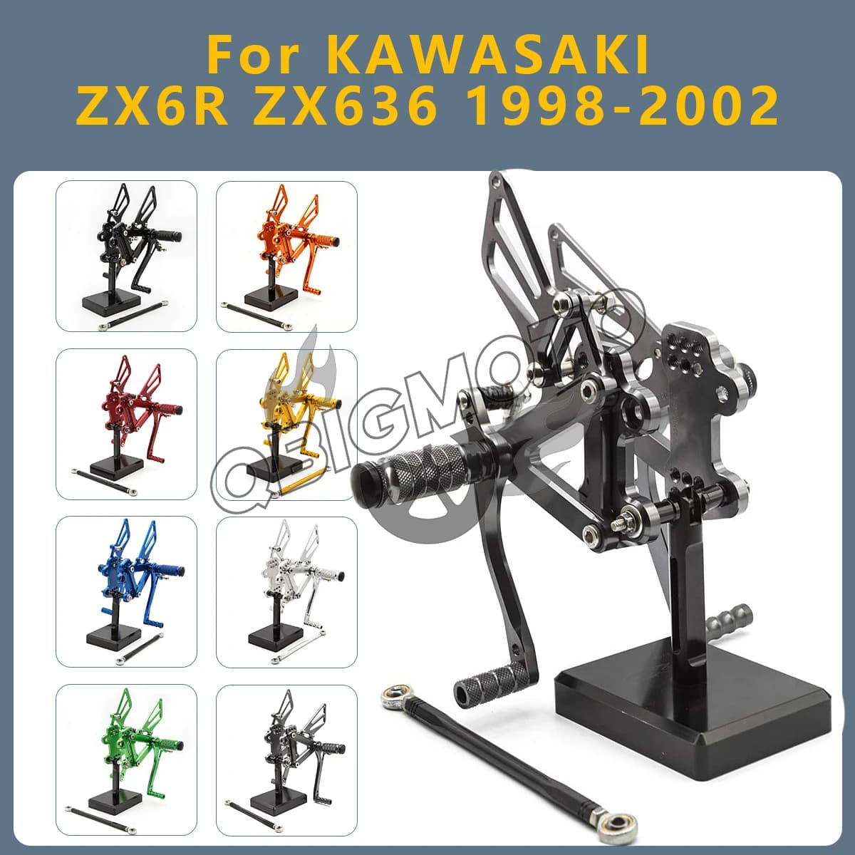 Pedane Posteriori Regolabili CNC per Moto KAWASAKI ZX6R ZX636 2002-1998 ZX 6R 636