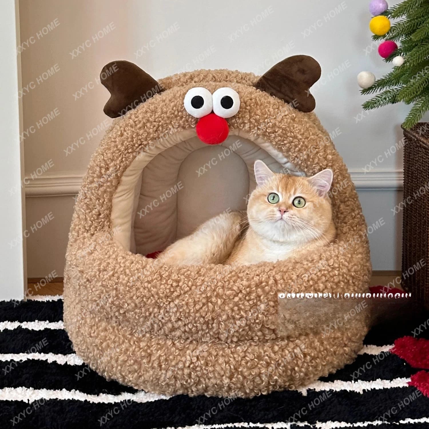 Pet rabbit yurt cat litter, warm in winter, large space, semi-enclosed kennel, removable and washable pet litter