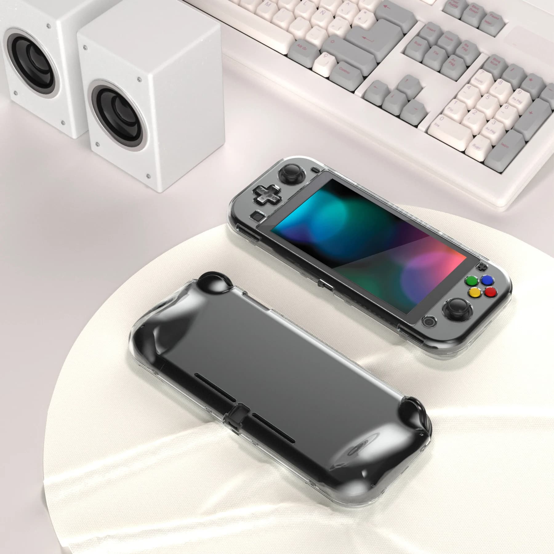 Custodia Protettiva PlayVital Serie Clear per Nintendo Switch Lite, Cover Rigida Ergonomica Lucida con Impugnatura, Anti-Graffio