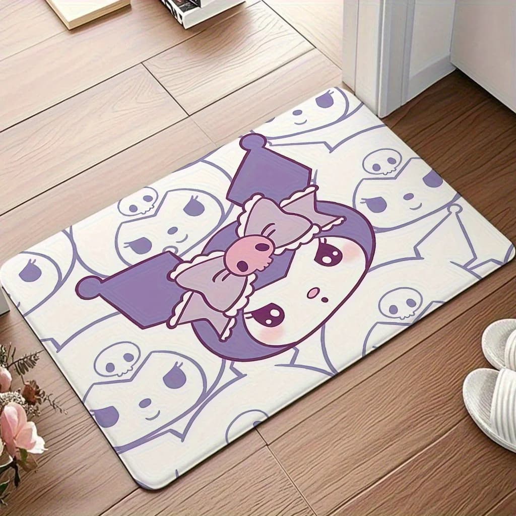 Tappetino di Benvenuto Sanrio per Kuromi - Rettangolare, Lavabile in Lavatrice, in Poliestere, con Design di Personaggi Carini, Ideale per la Casa