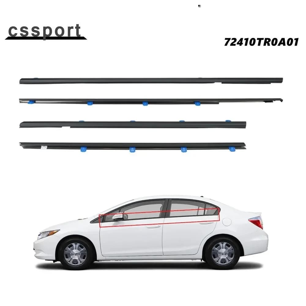4 pezzi per Honda Civic 2012-2015 finestre guarnizione in gomma striscia di pressione impermeabile cintura di tenuta modanatura 72410TR0A01