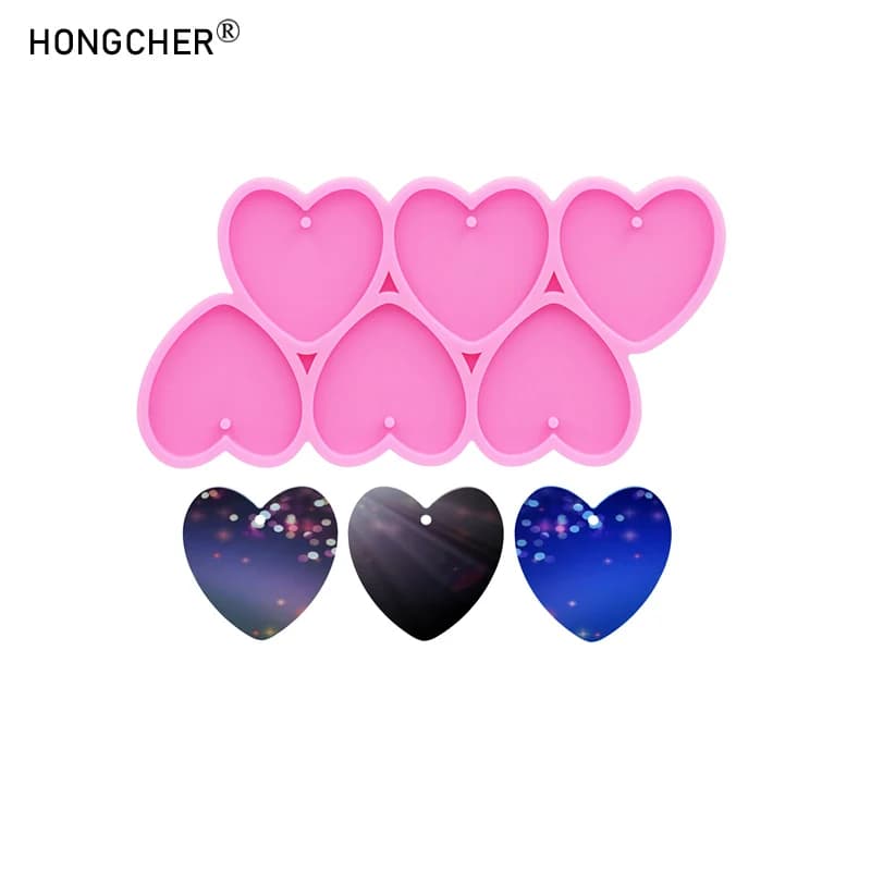 Specchio lucido amore resina epossidica stampo in silicone orecchini fai da te collana ciondolo portachiavi borsa gioielli ciondolo decorativo stampi a goccia