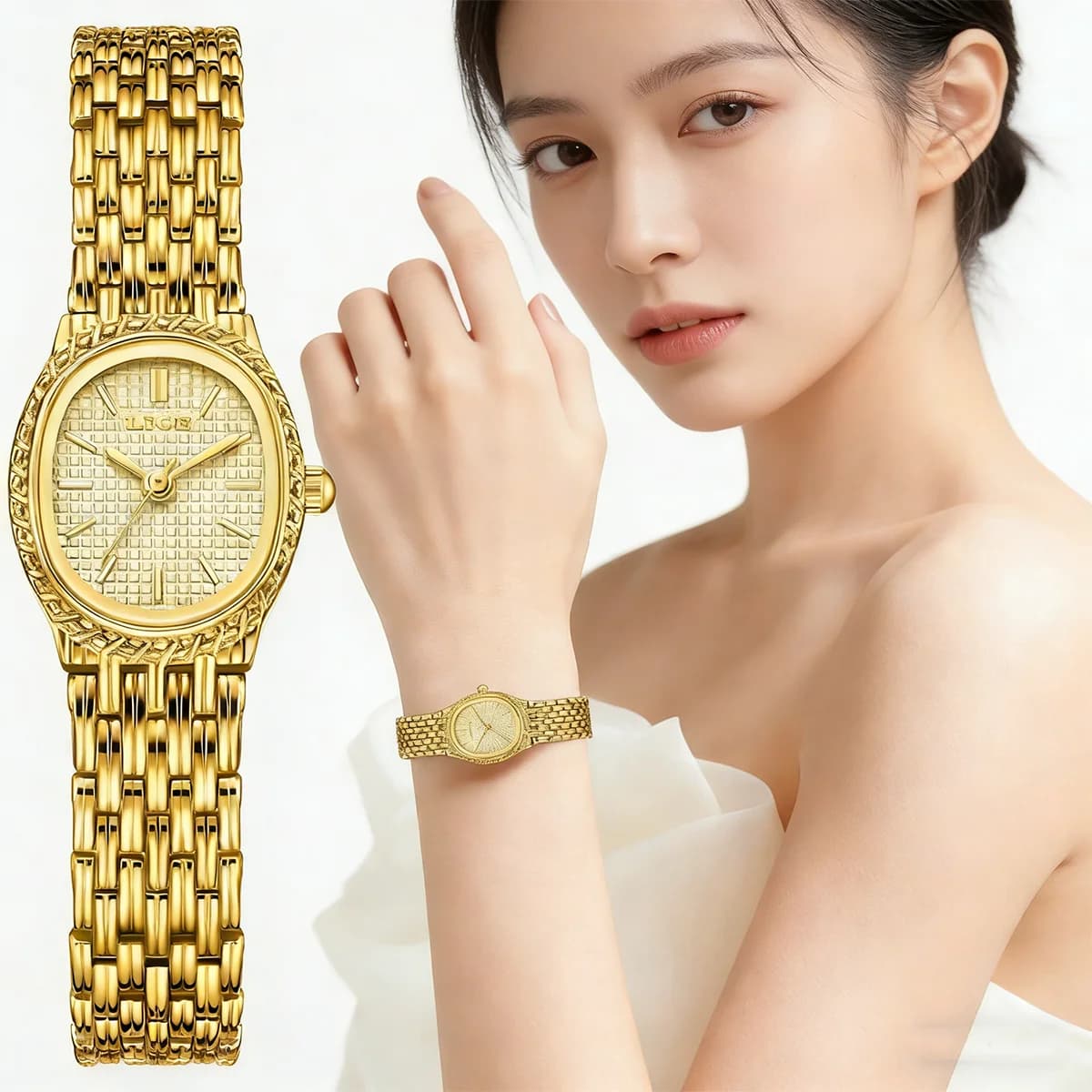LIGE Nuovo Orologio da Donna al Quarzo alla Moda, Classico e Lussuoso con Quadrante Semplice, Impermeabile, Elegante Bracciale da Donna, Regalo