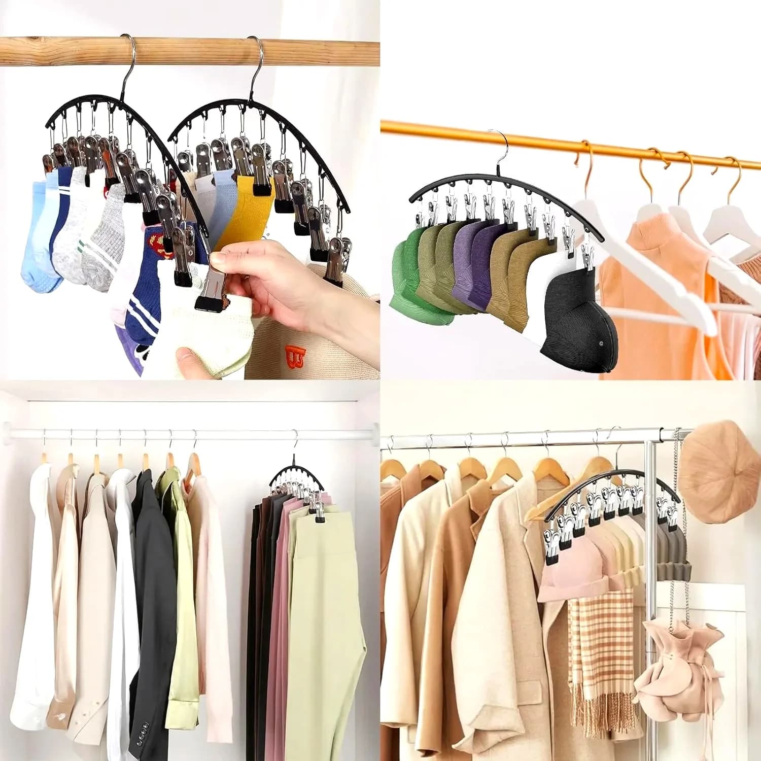 1 Pc Clothes Hanger with 10 Clips Laundry Drying Rack , Clothes Drying Rack Stainless Steel Sock Hangers Windproof Clip and Drip Hanger for Drying Socks, Bras, Towel, Underwear, Baby Clothes