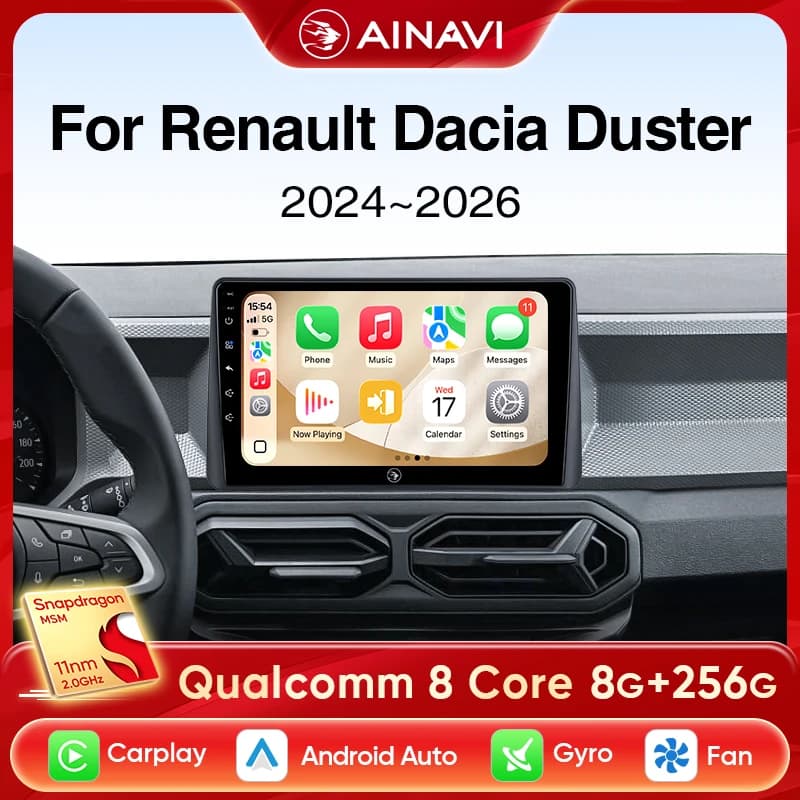 Ainavi Autoradio For Renault Duster Dicia Duster 2024 2025 2026 Wireless Carplay Android Auto DSP 4G Multimedia Reader for Auto HDMI