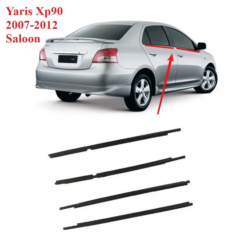 4 pezzi berlina vetro laminato protezione guarnizione per Yaris Xp90 2007-2012 berlina finestre in gomma esterna per Vitz 68210-0D120