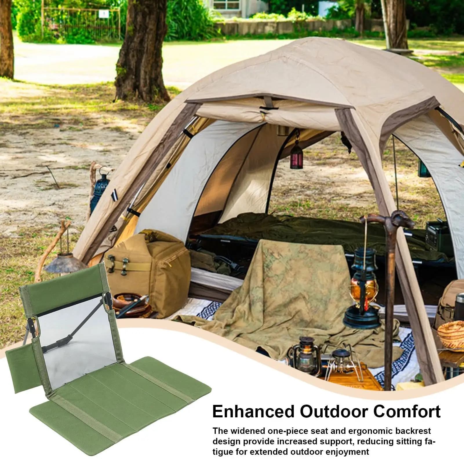 Sedile per sbiancare con schienale Sedia regolabile multiuso Cuscino portatile per camper Tailgating Escursionismo Patio Viaggi Spiaggia Picnic