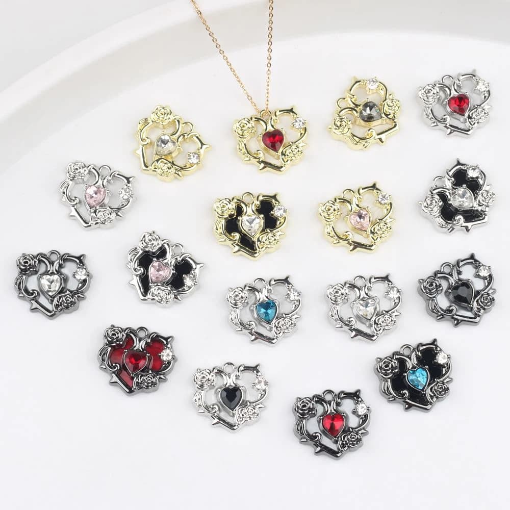 6 pezzi di moda rosa a forma di cuore ciondolo orecchino collana braccialetto creazione di gioielli accessori fai da te fatti a mano pendenti ornamenti regali