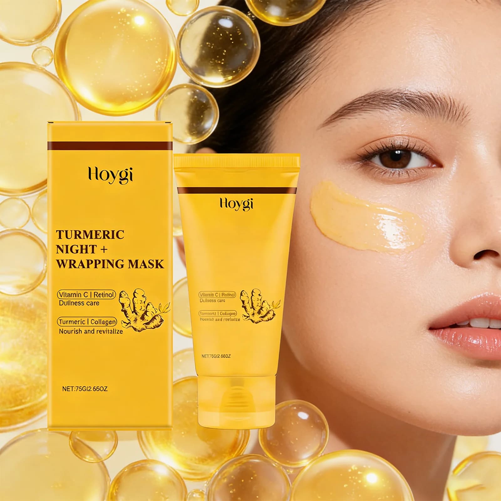 Curcuma Peel-Off Mask with Vitamin C, Retinol and Collagen for Skin Care, Winter Treatment, Deep Hydration, Hydrating Serum 75g