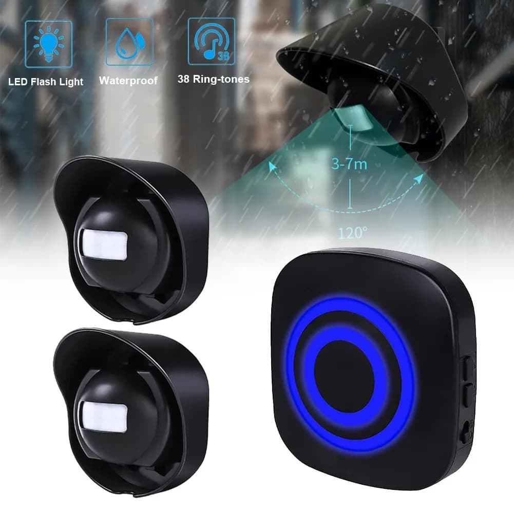 Campanello per porta di sicurezza con rilevatore di movimento PIR wireless per negozio, negozio, ufficio, casa, porta d'ingresso, campanello di benvenuto
