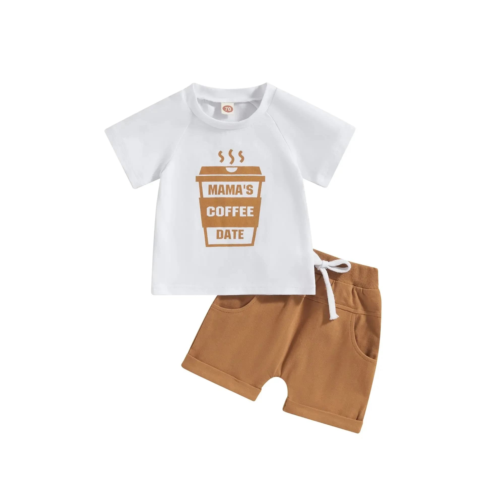 Set Estivo per Neonati Maschi, T-Shirt a Maniche Corte e Pantaloncini in Cotone, 2 Pezzi, Abbigliamento Casual per Bambini