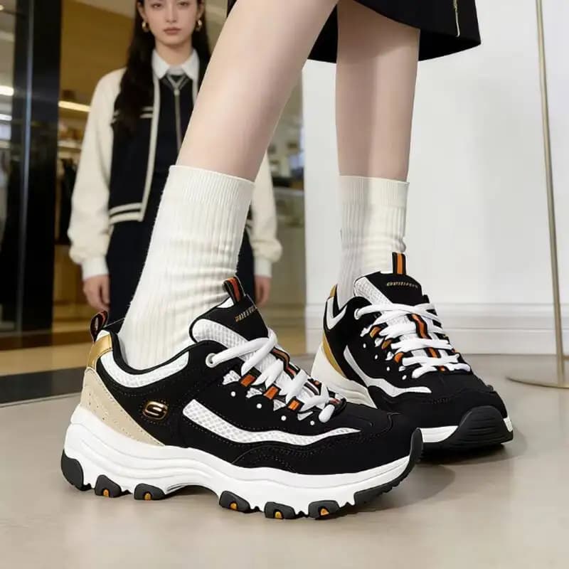 Skechers D Lites Sneakers Chunky da donna Comfort Platform Casual Scarpe da passeggio traspiranti 8730066-BKGD Ultimo modello