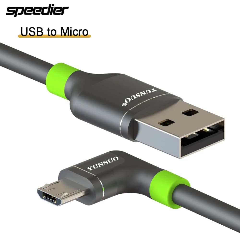 Cavo dati di ricarica da USB a Micro USB ad angolo sinistro 90 gradi 5V 1A 2A 2.4A 9V 3A 4A 10cm - 10m per fotocamera USB VR, registratore per auto