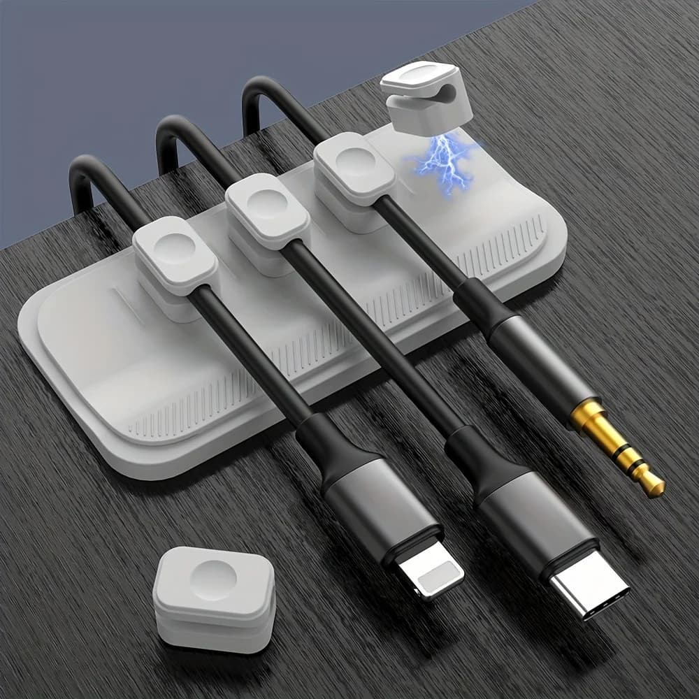 Car Mounted Magnetic Cable Management Silicone Cable Clamp Desktop Multi-Purpose Wire Holder Clips For USB Charging Line Holder