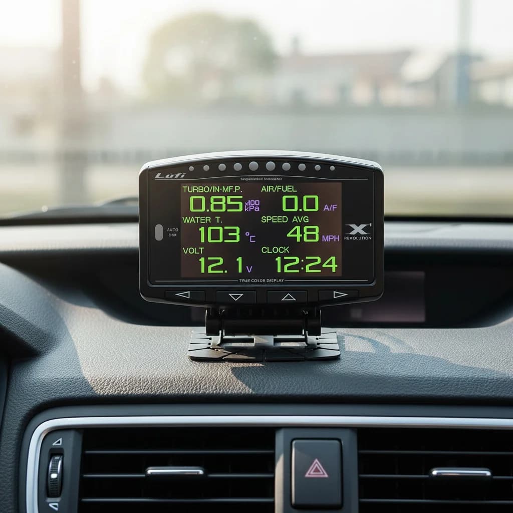 Lufi X1 OBD2 Display Digitale HUD per Auto con Indicatore Turbo, Pressione Olio, Temperatura Acqua, RPM, Carburante, Velocità, EXT e Misuratore Olio