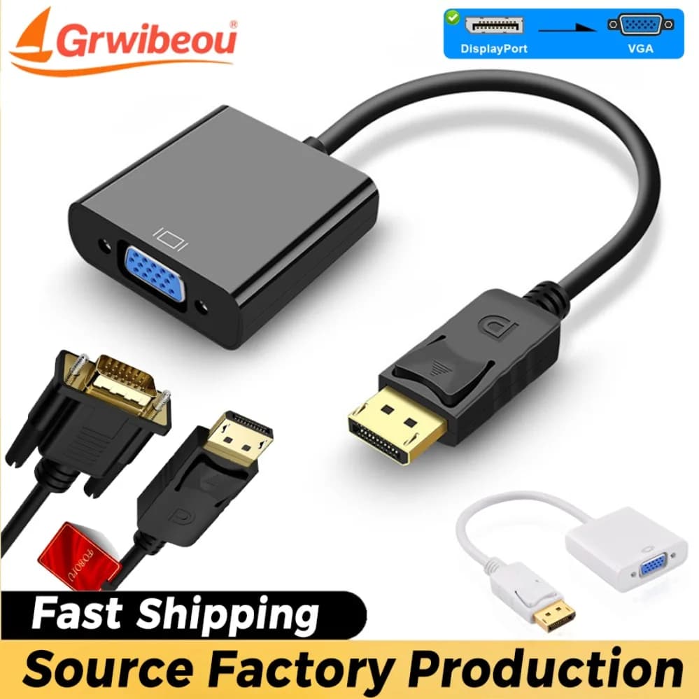 Convertitore DisplayPort a VGA, cavo adattatore DP a VGA da maschio a femmina per proiettore, computer, DTV, TV, HDVD, monitor, laptop, proiettore