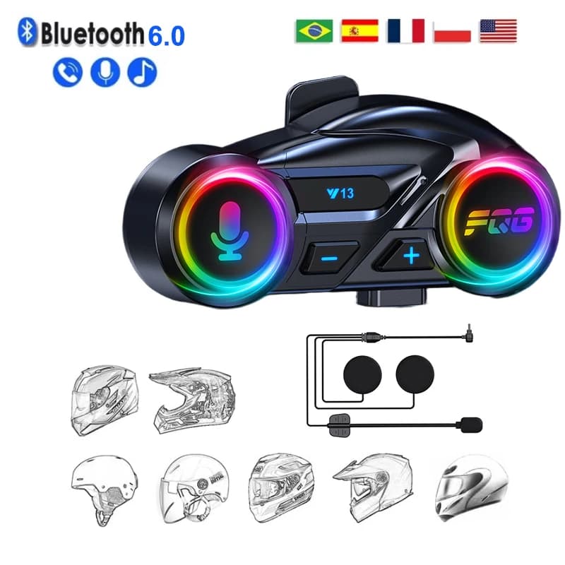 Motorcycle helmet headset BT6.0 Radio FM 1000mAh Waterproof headset with speaker for environmental light music player for Moto