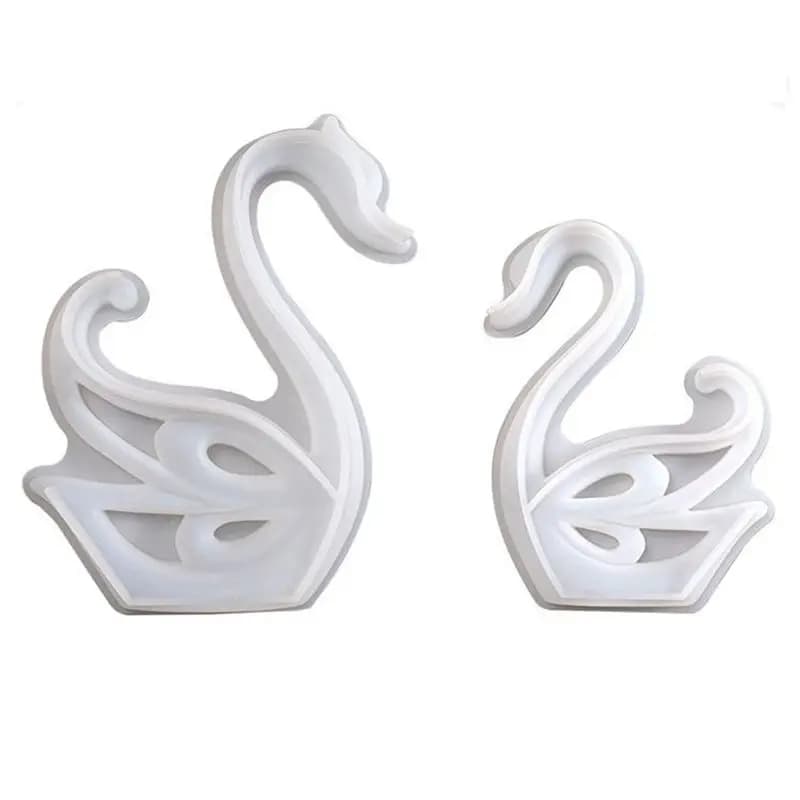 AEE2-2PCS Swan Ornament Silicone Mould Epoxy Resin Mold Desktop Swan Decorative Ornament Mirror Silicone Mould Gypsum Mold