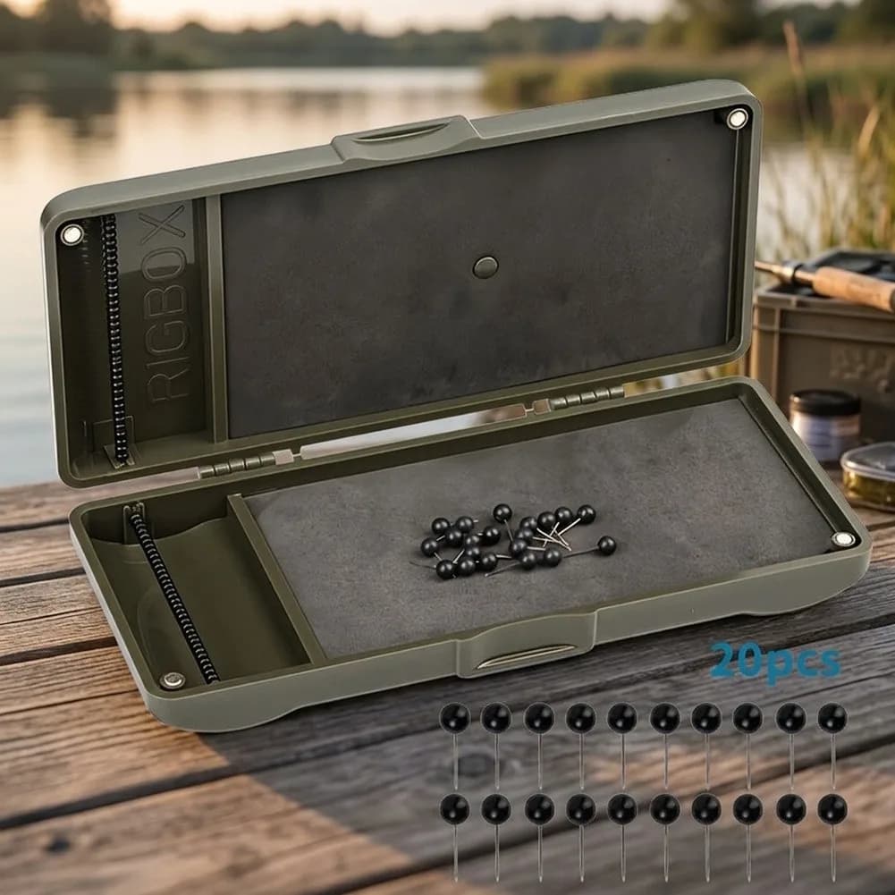 For Organizing Hooks Green Carp Fishing Rigs Box High Density Foam Tackle Box Precise Scale Printing Strong Magnetic Adsorption