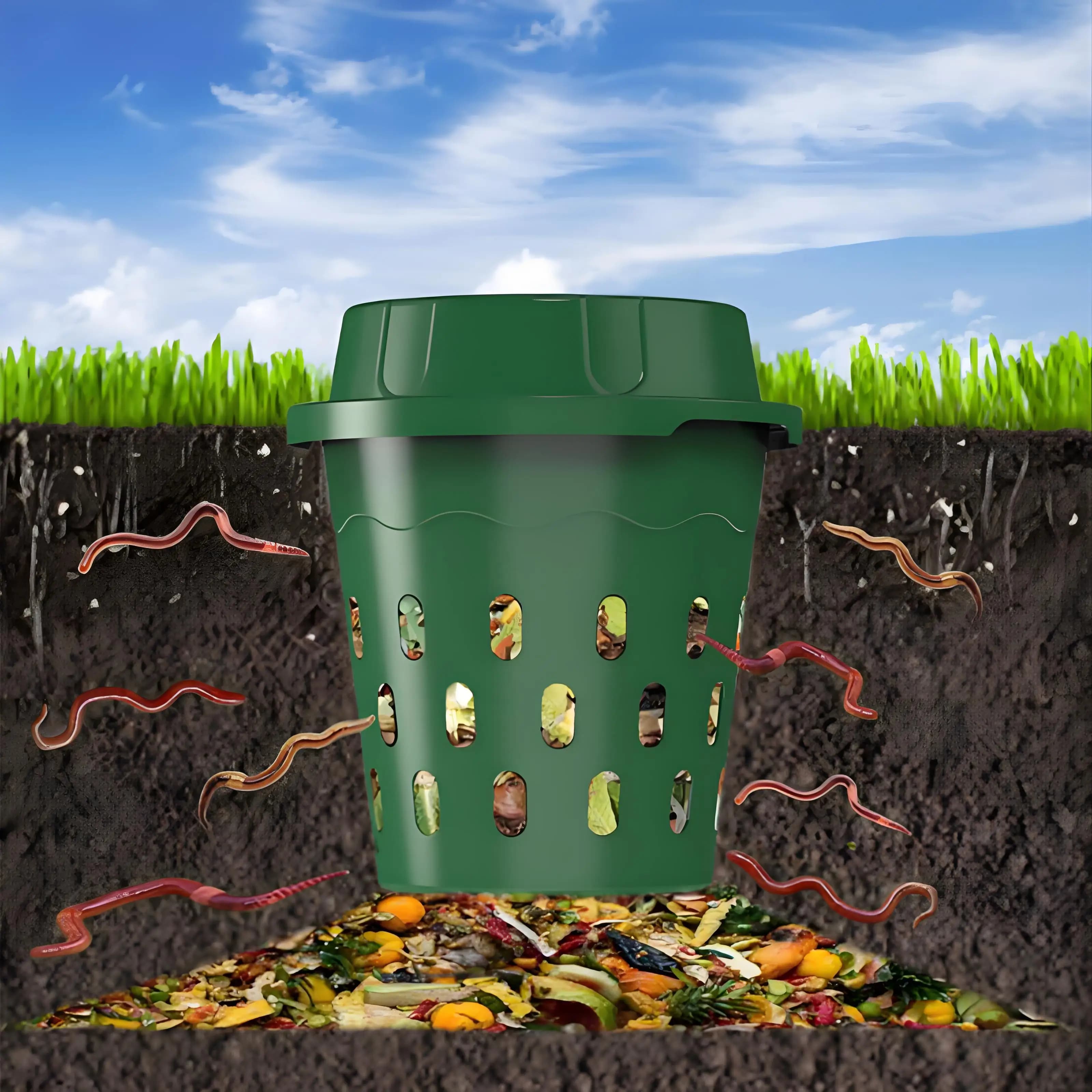‌ Composter da Giardino per Fragole e Verdure, Contenitore Compostiera Fai-da-te per Rifiuti Alimentari, Composter Interrato, Attrezzo per la Piantumazione