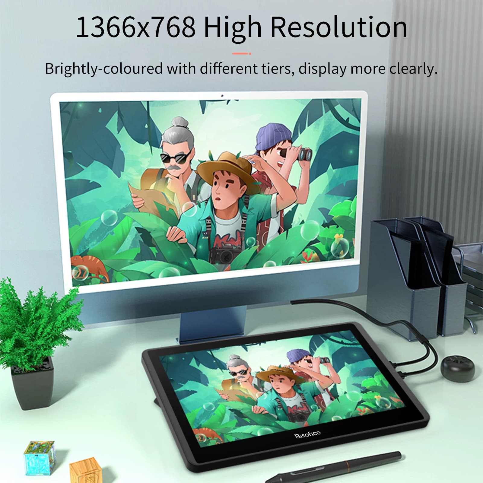 Bisofice 12hd-a H-ips Lcd Tavoletta grafica da 11,6 pollici Dimensioni monitor 1366x768 Display 8192 Supporto livello di pressione