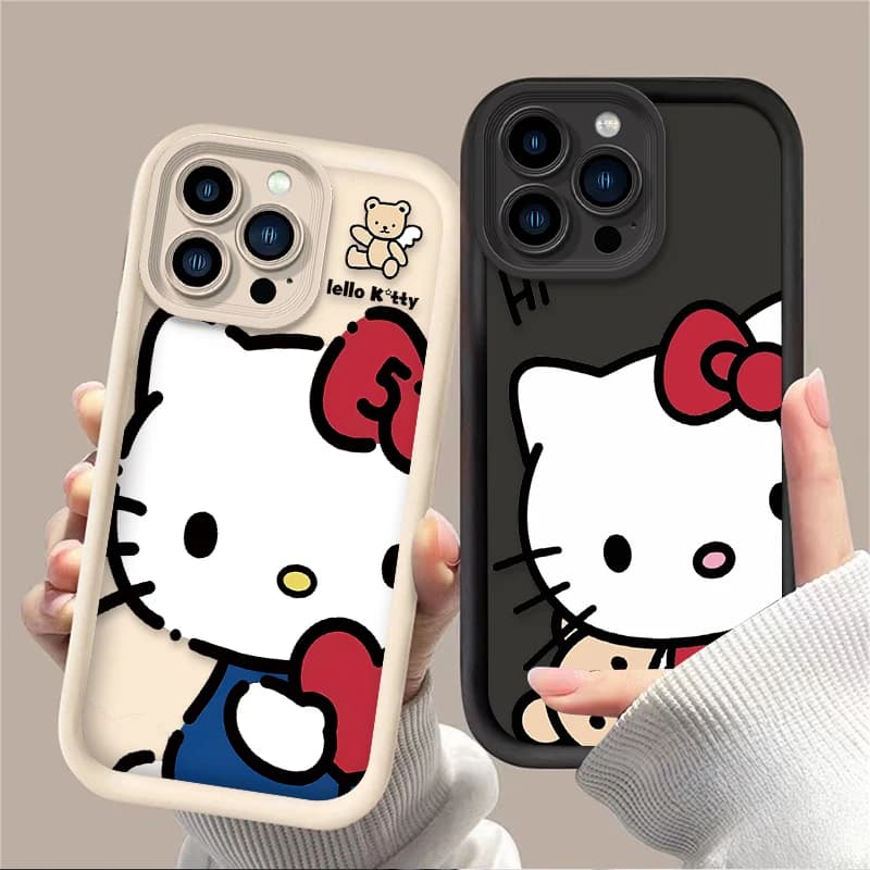 Hello Kitty cute cartoon for iPhone 17 Air 16 16E 15 14 13 12 11 Pro Max XS Max XR SE 2020 SE4 7 8 Soft cover