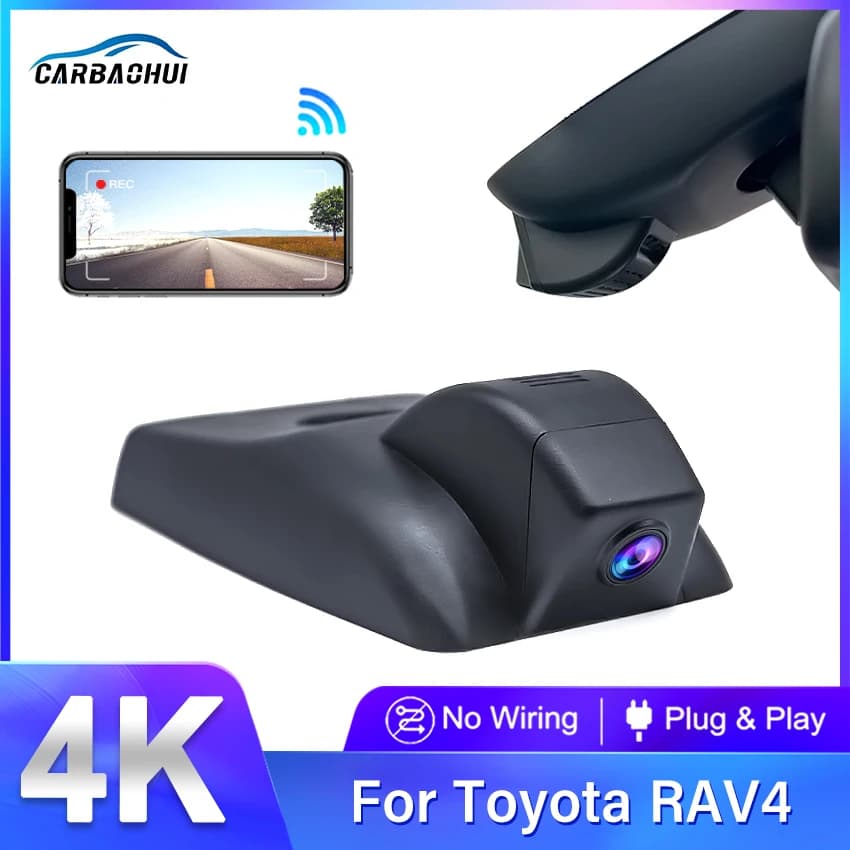 VCR Wifi DVR for Hidden Car 4K Dash Cam Camera Simple Installation for Toyota RAV4 Xa40 GXL 2016 2017 2018, Car Accessories