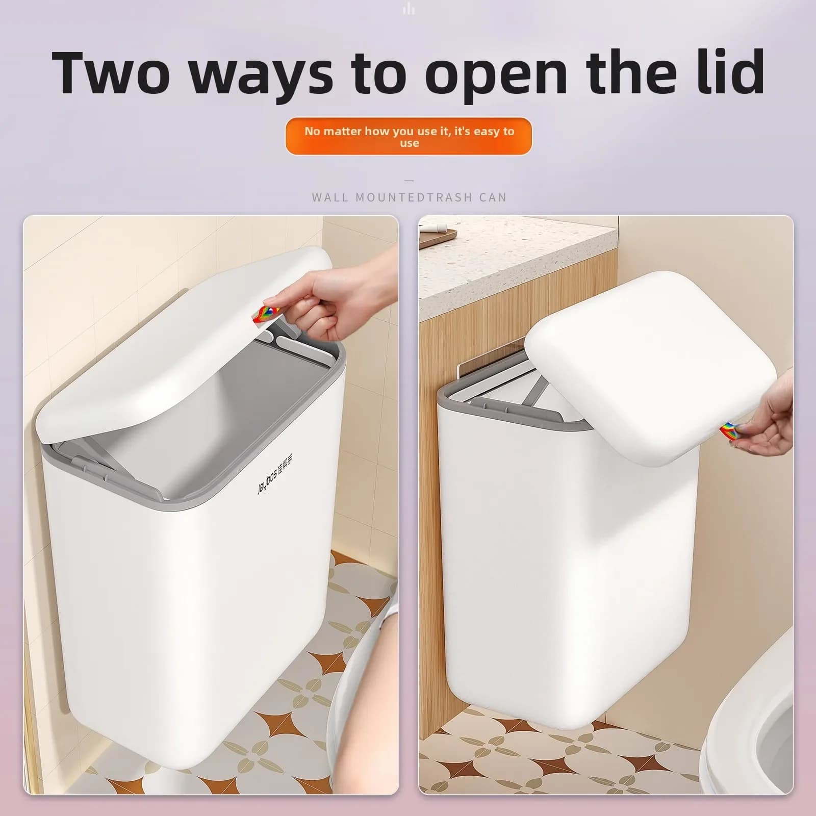 Cestino per Rifiuti Alimentari da Appendere a Parete, Contenitore Domestico con Coperchio per Bagno e Soggiorno, Piccolo Cestino Sospeso per Carta Igienica
