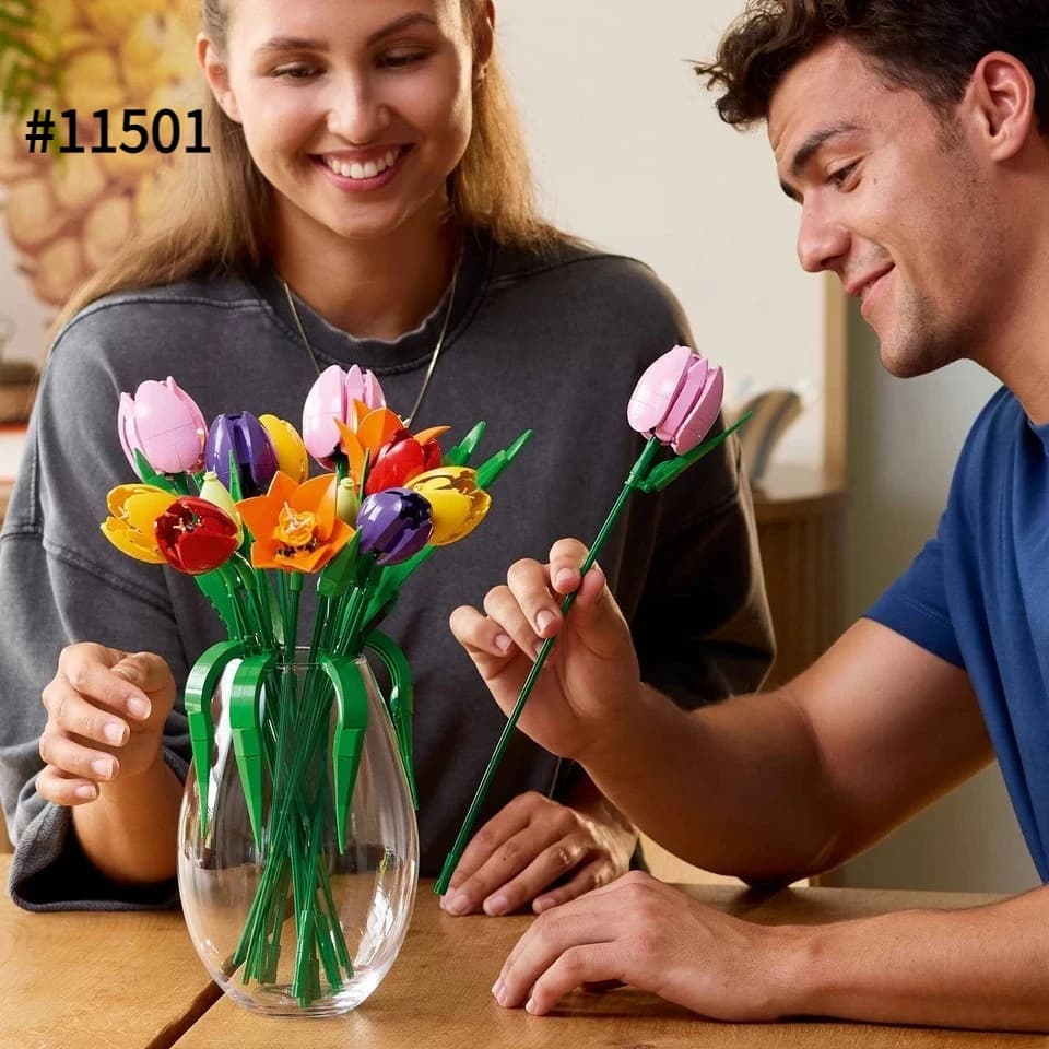 Nuovo Bouquet di Tulipani Botanici Decorativi Compatibili con Lego 11501, Regali di Natale e Compleanno, Ornamenti Fai-da-Te per la Casa