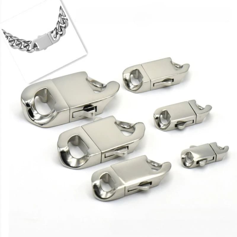 Stainless Steel Spring Clasp Lobster Clasp Cuban Link Chain for Hiphop Chain Bracelet Necklace Buckle Jewelry Making Accessories