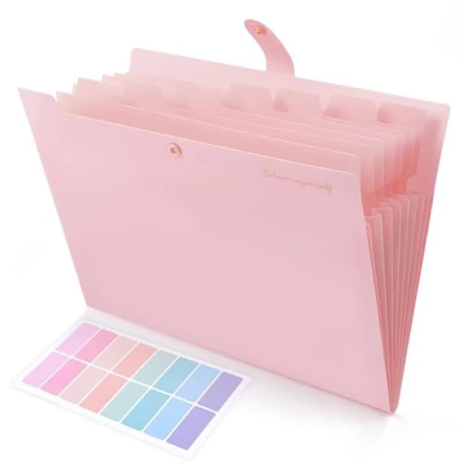 Expanding File Folder, Accordion File Organizer with 8 Pockets, Expandable Document Paper Receipt Holder for School Office Hosp