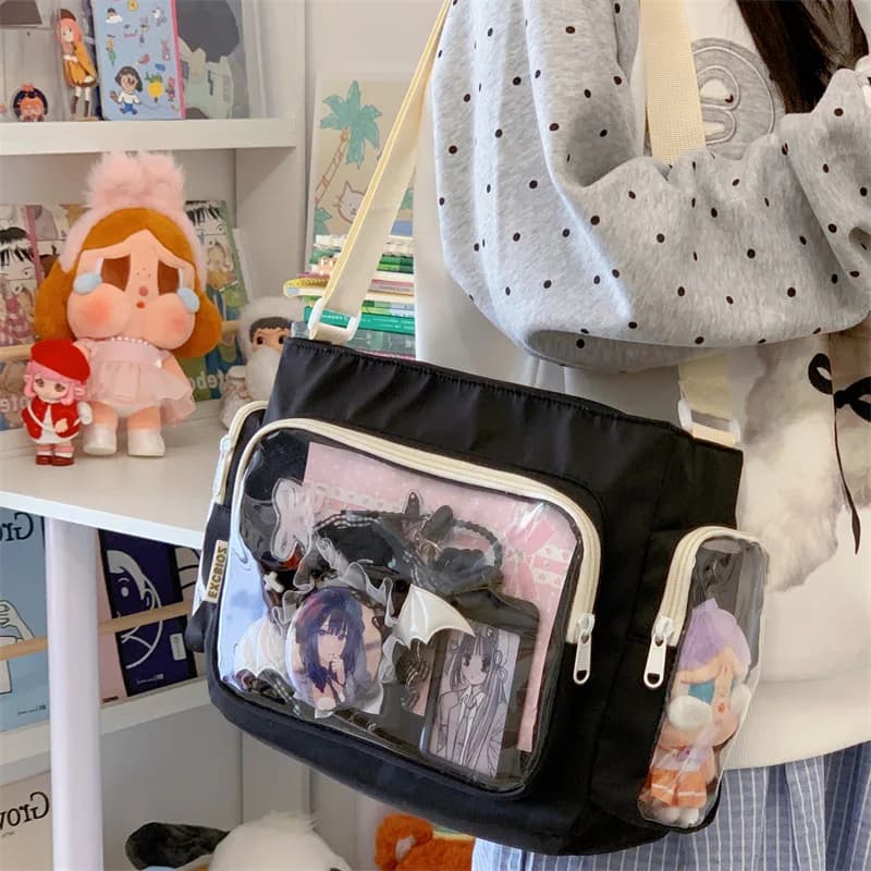 Fashionable transparent shoulder bag for girls School style shoulder bag large capacity bag Ita bag with comfortable and versatile texture