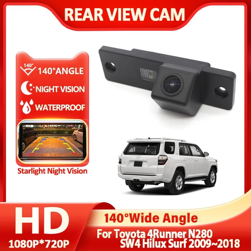 Obiettivo FishEye a 140 gradi luce targa per auto vista posteriore telecamera di retromarcia per Toyota 4runner N280 SW4 Hilux Surf 2009 ~ 2018