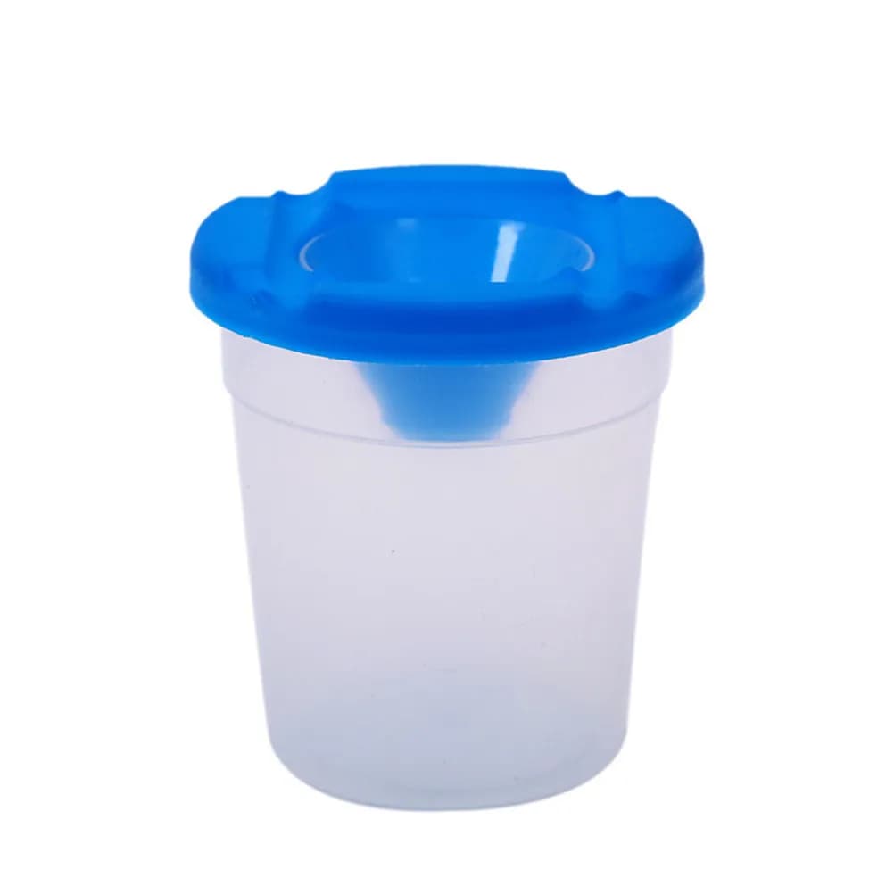 5Pcs Transparent Leakproof Paint Cups with Lids Clear Spill-Proof Washing Pen Cups for Watercolor Oil Gouache Craft Painting