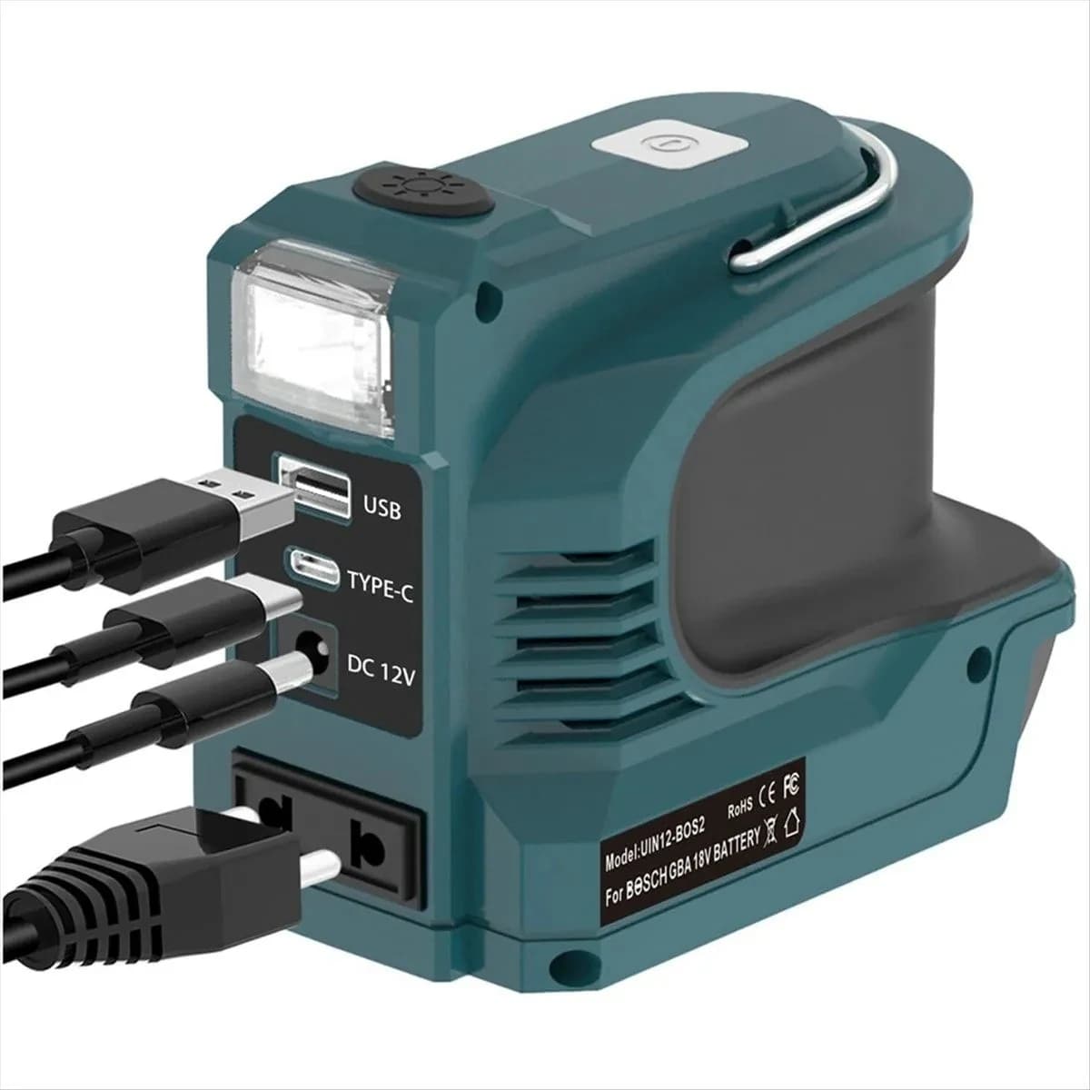 Power Inverter For Bosch 18V Battery AC 110V USB C PD3.0 QC3.0 DC 12V Port LED Display Car Adapter