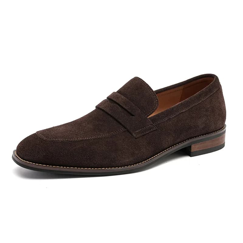 Nuove Scarpe Casual da Uomo in Vera Pelle Scamosciata, Stile Britannico, Scarpe Eleganti da Lavoro con Tacco, Mocassini Slip-on