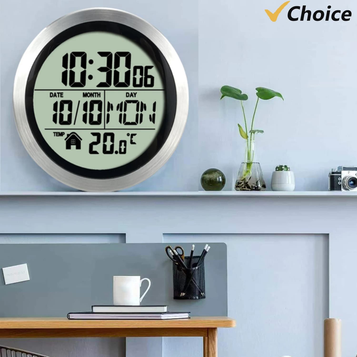 No punching suction cup watch waterproof home watch bathroom bathroom kitchen LCD watch digital display temperature detector