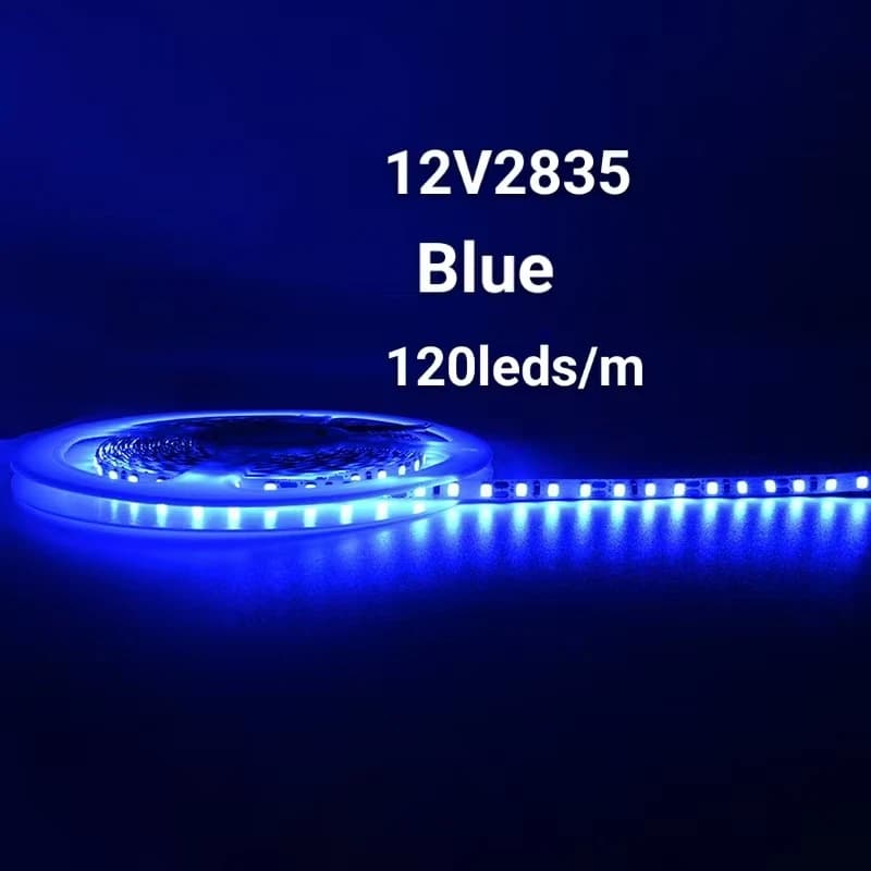 LED Strip 12V 16. 4 Feet (5m) for Roll/32. 8-foot LED Strip (10m), 8mm Width, 120 LED/M, Reliable Light, Blue Light 2835, Fit for Bedroom, Commercial Shelves, Kitchen Decoration, Decorative Luminous Strip for Office, Luminous Strip for Holiday (Senza Alimentatore)