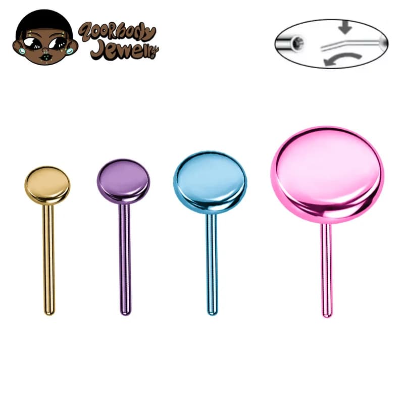 10pcs ASTM F136 Titanium Push Pin Lobe Piercing Push-in Lip Labret Ring Top Threadless Replacement Cartilage Helix Earring