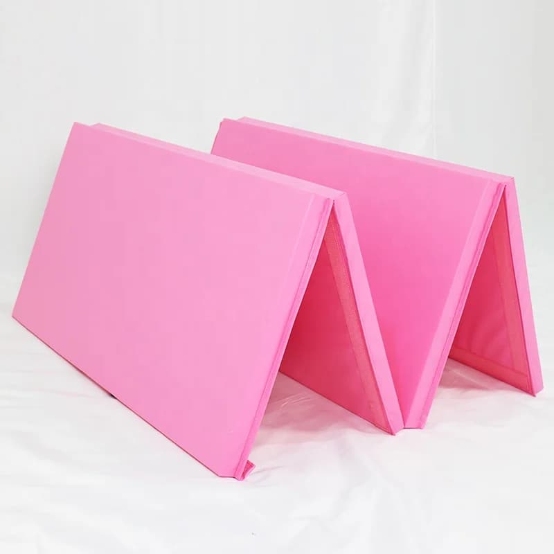PU Leather Foldable Yoga Mat Pilates Gymnastics Mat in thick foam with handles for transport