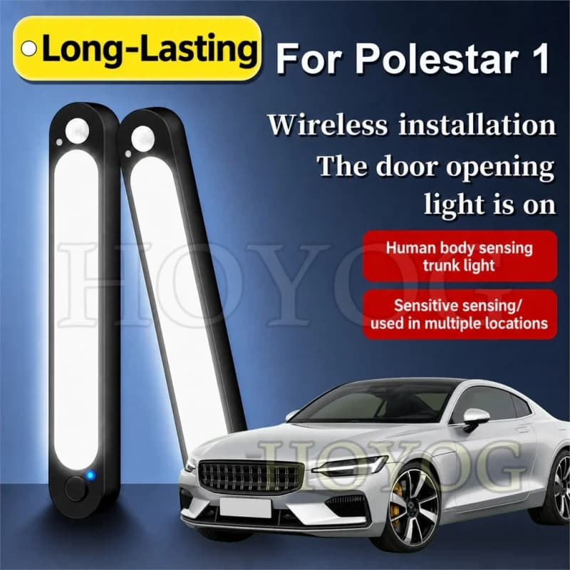 For Polestar 1 2019-2021 Car Boot Light LED Lamp Motion Sensor No Drilling Cordless Trunk Cargo Light Sedan Interior Cabin