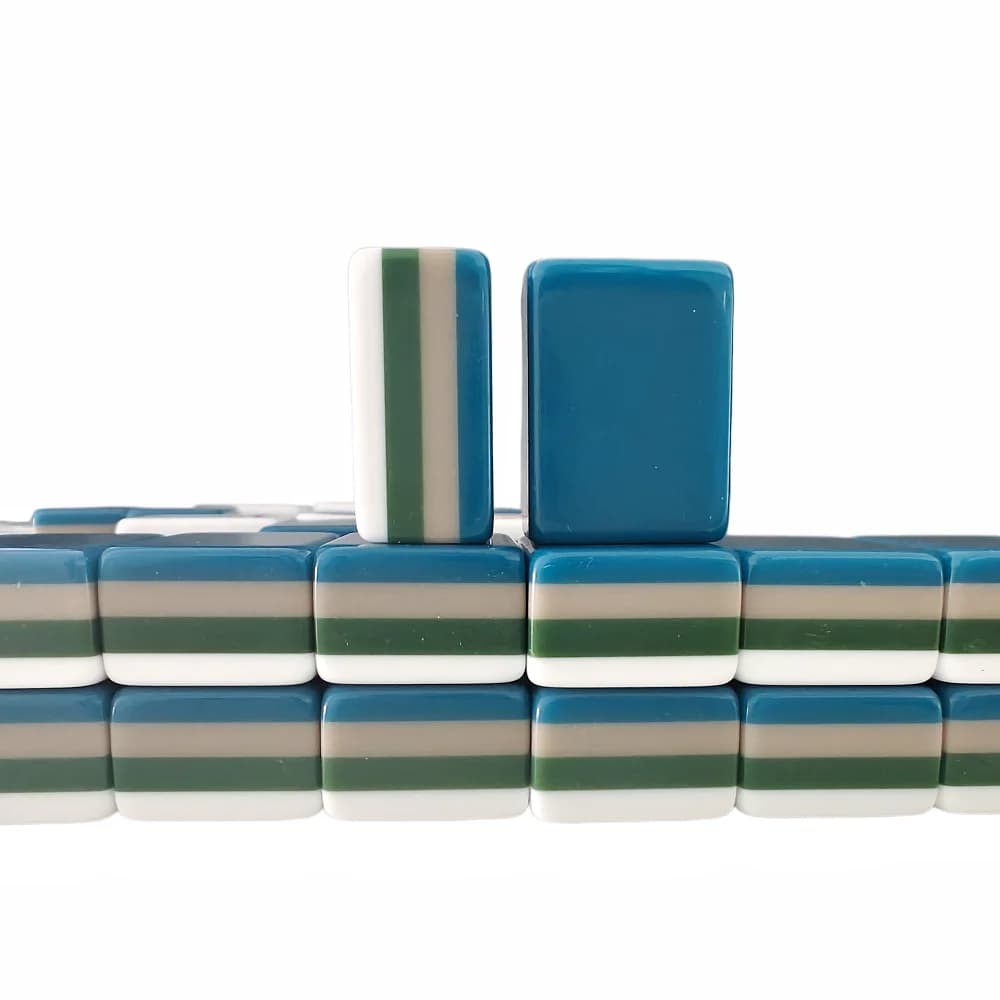 4-Layer Acrylic American Mahjong Set 160 Tiles Travel Mah Jongg Sets Portable Grey Blue Mahjong Game Tiles Gift for Family Party