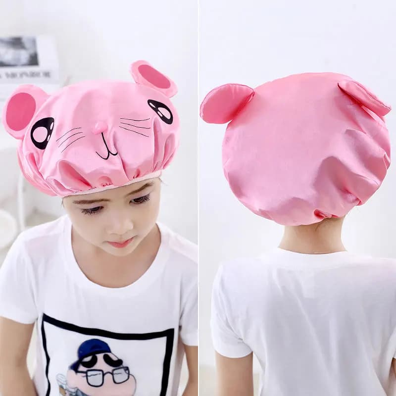 Cute Reusable Bath Hat Kids Fun Cartoon Animal Shower Caps Washable Waterproof Shower Caps Kids Girls Bathing Accessories